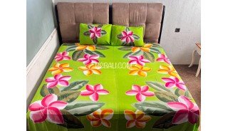 Rayon Bedsheet Hand Painted Floral Design by Balinese Artisans